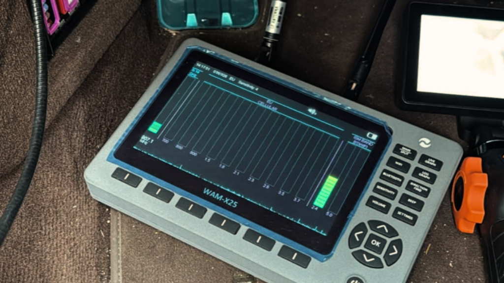 GPS tracker detection tool under the passenger seat